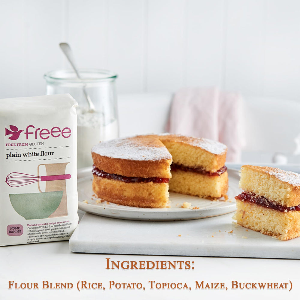 Freee cakes pastries flour blend for light, delicate textures in desserts.