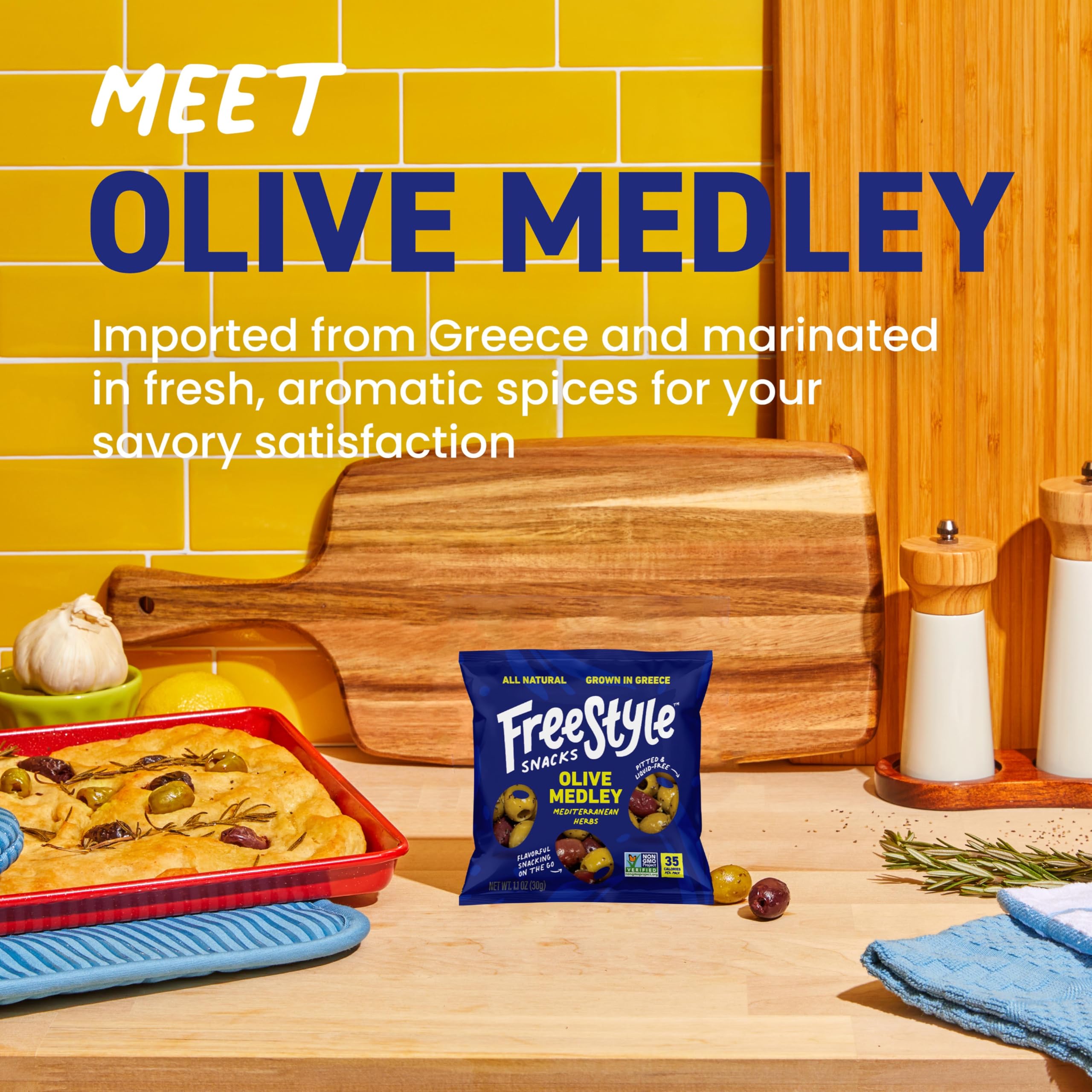 Freestyle Snacks Greek olives non-GMO option that fits keto and paleo meals