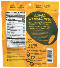 Freestyle Snacks green olives lemon garlic close-up, tangy brine with citrus notes for boards.
