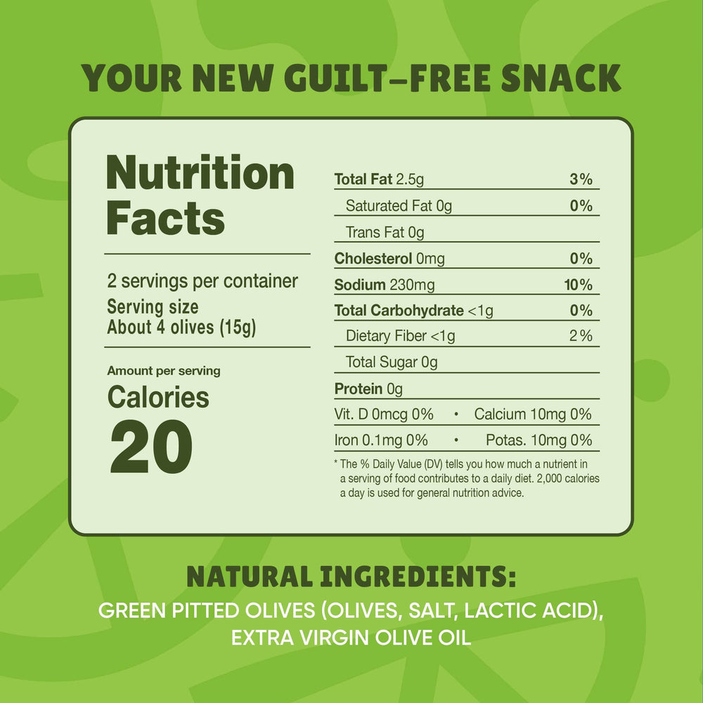 Freestyle Snacks olive pack front view showcases single-serve packaging