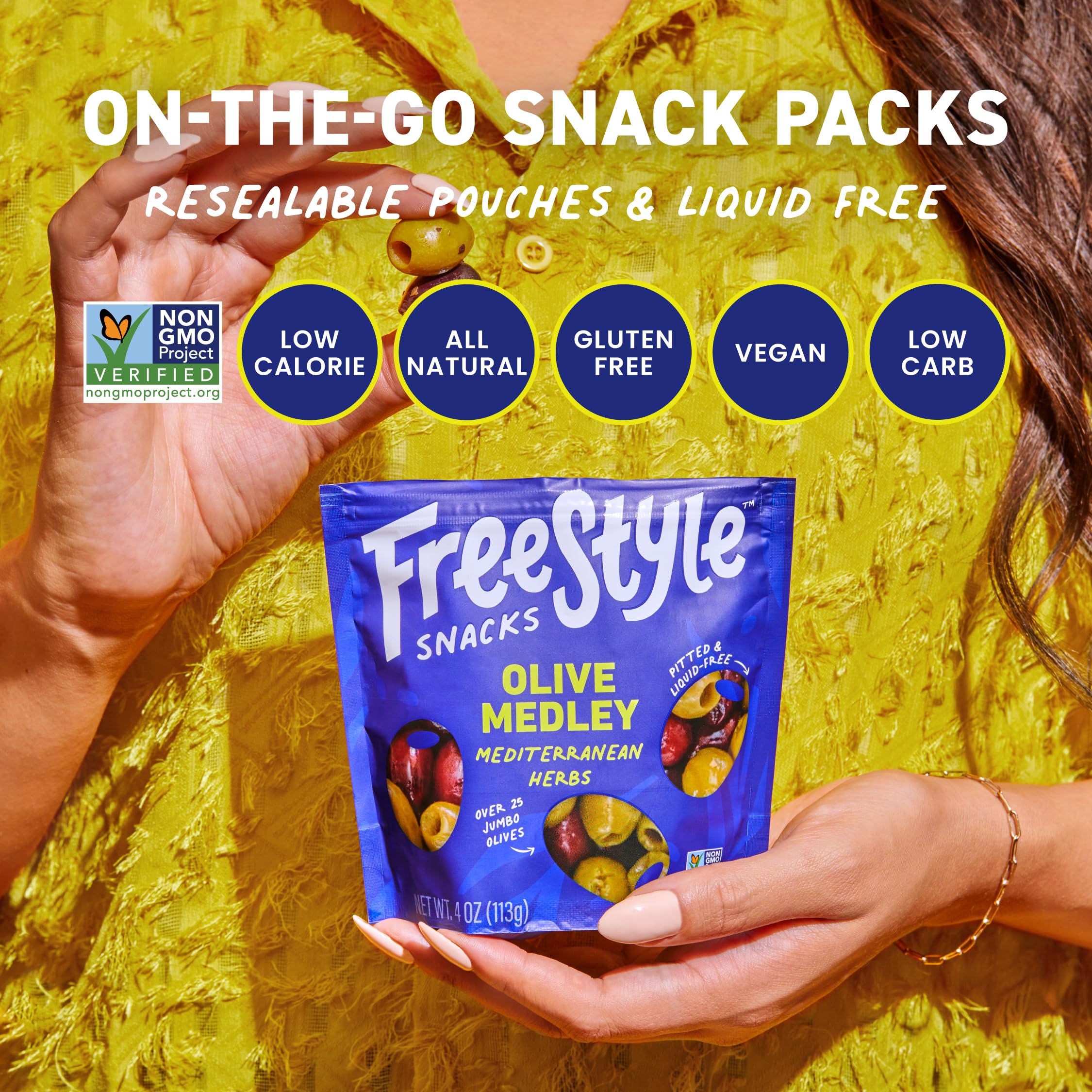 Freestyle Snacks 4oz 3-pack display ideal for parties or picnics.