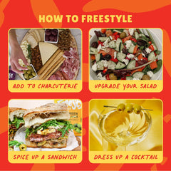 Freestyle Snacks olive snack pack origin Greece emphasizes authentic Greek olives.