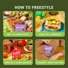 Freestyle Snacks pickle brine-packed cucumbers delivering fresh flavor.
