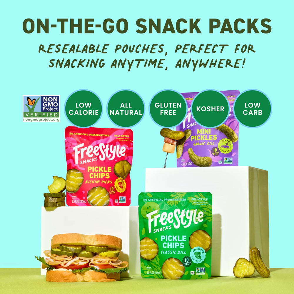 Freestyle Snacks pickle non-GMO gluten-free kosher option for diverse diets.