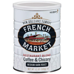 French Market Coffee & Chicory ground pack front showcases bold flavor for morning rituals.