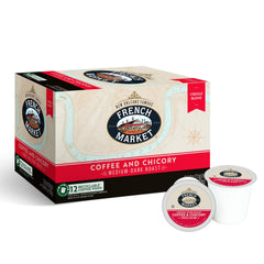 French Market coffee-chicory pods 12ct box for bold, ready-to-brew mornings.