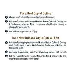 Ground French Market bag shows this blend ideal for a smooth drip