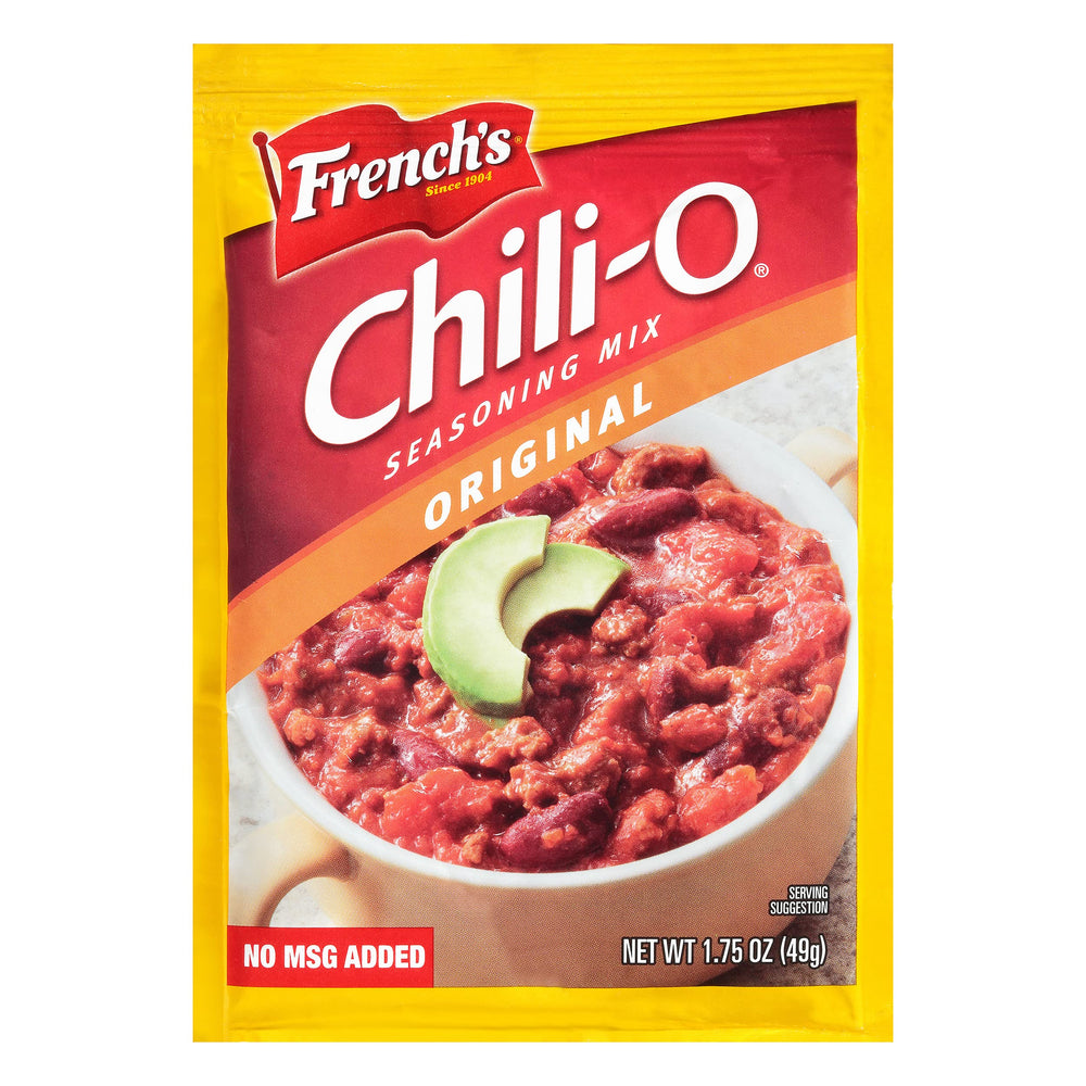 French's Chili-O Seasoning pack open for quick, flavorful chili.