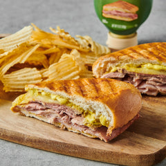 Sandwich with French's Creamy Dill Pickle Mustard Spread showing bold dill flavor