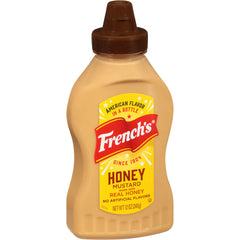 French's Honey Mustard bottle pour shows smooth texture for sandwiches.