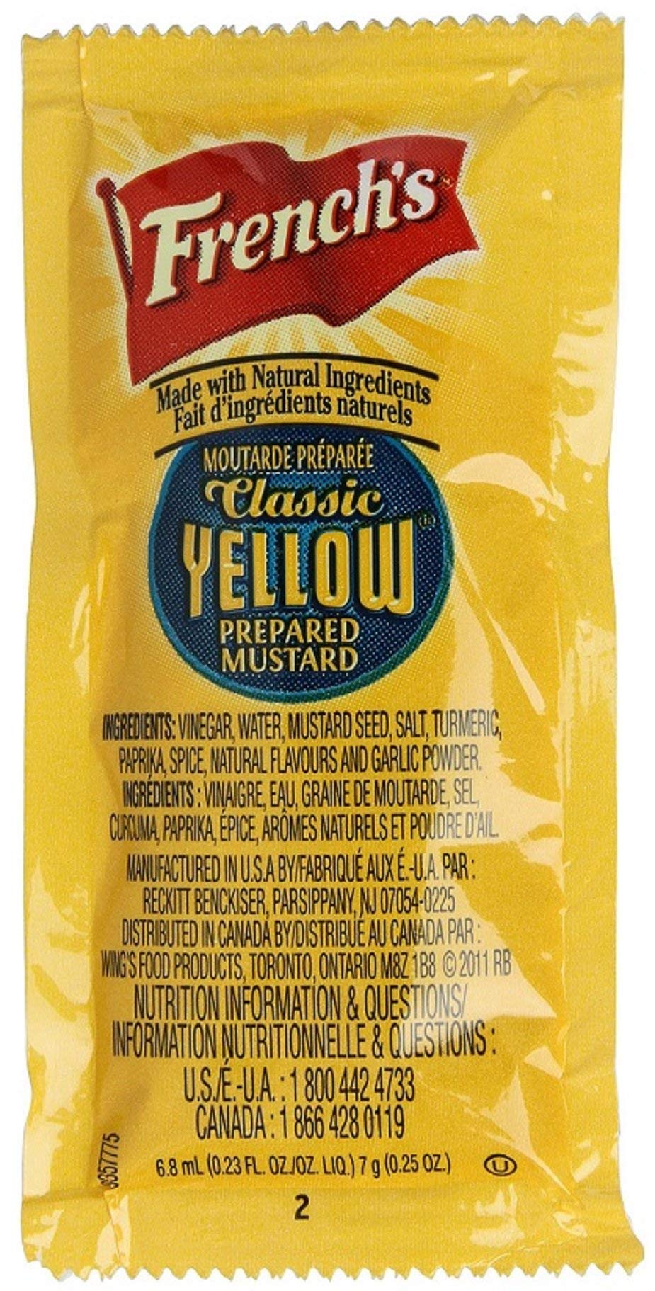 French's mustard packet 7g, convenient single-serve for on-the-go meals