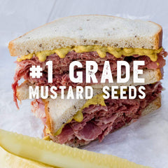 French's Spicy Brown Mustard glossy finish on a prepared plate, bold flavor visible