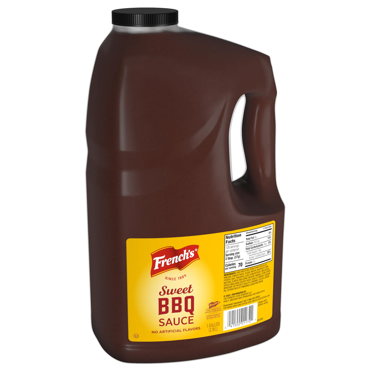 French's Sweet BBQ Sauce 1 gal pour yields a glossy, sweet finish on grilled chicken
