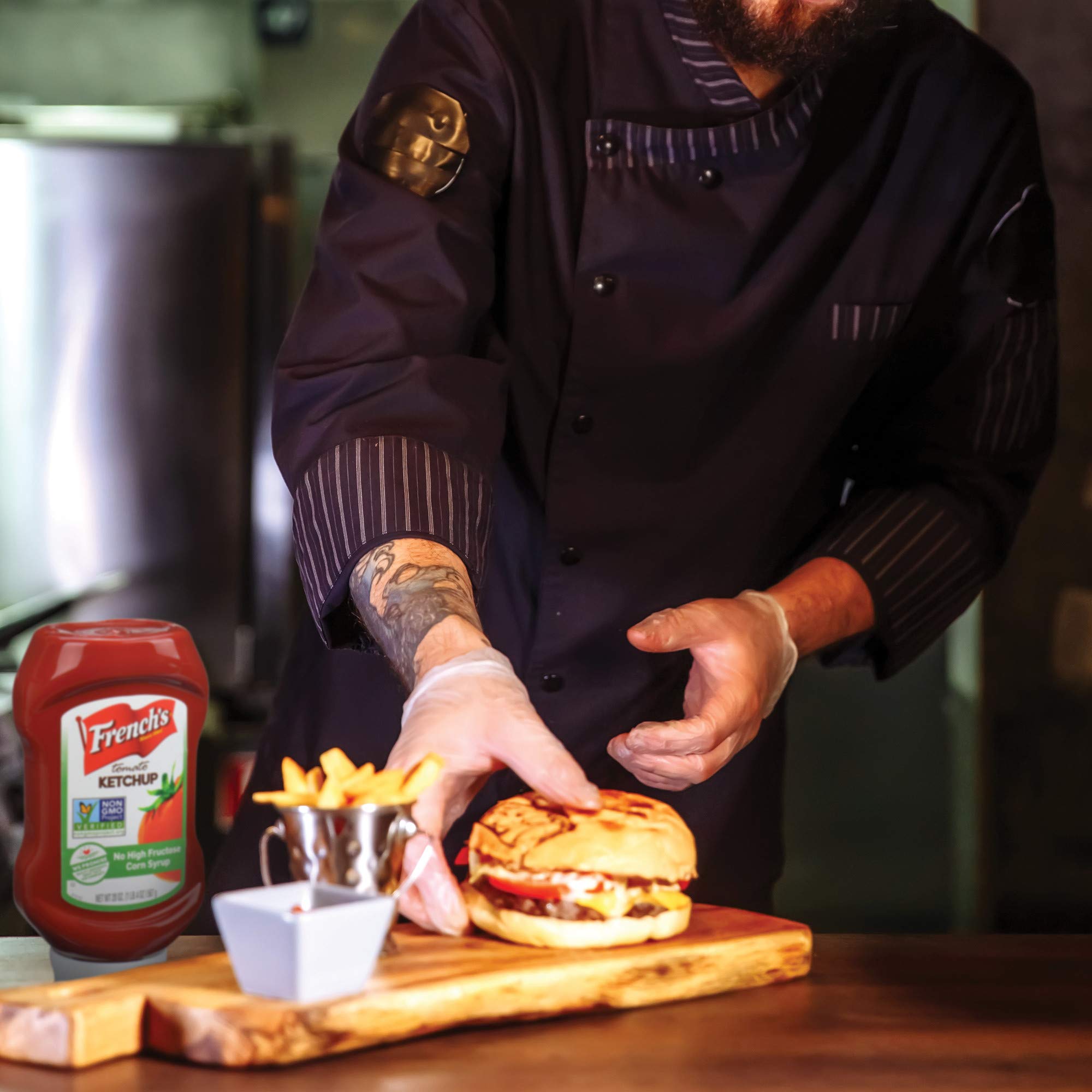 French's table caddy with ketchup bottles for convenient self-serve