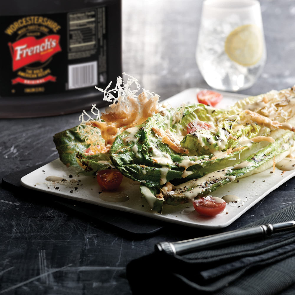 French's Worcestershire Sauce grill-glaze 1gal adds tangy coating to burgers and veggies.
