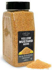 Fresh Finest bold yellow mustard seeds in a jar ready for sauces and marinades.