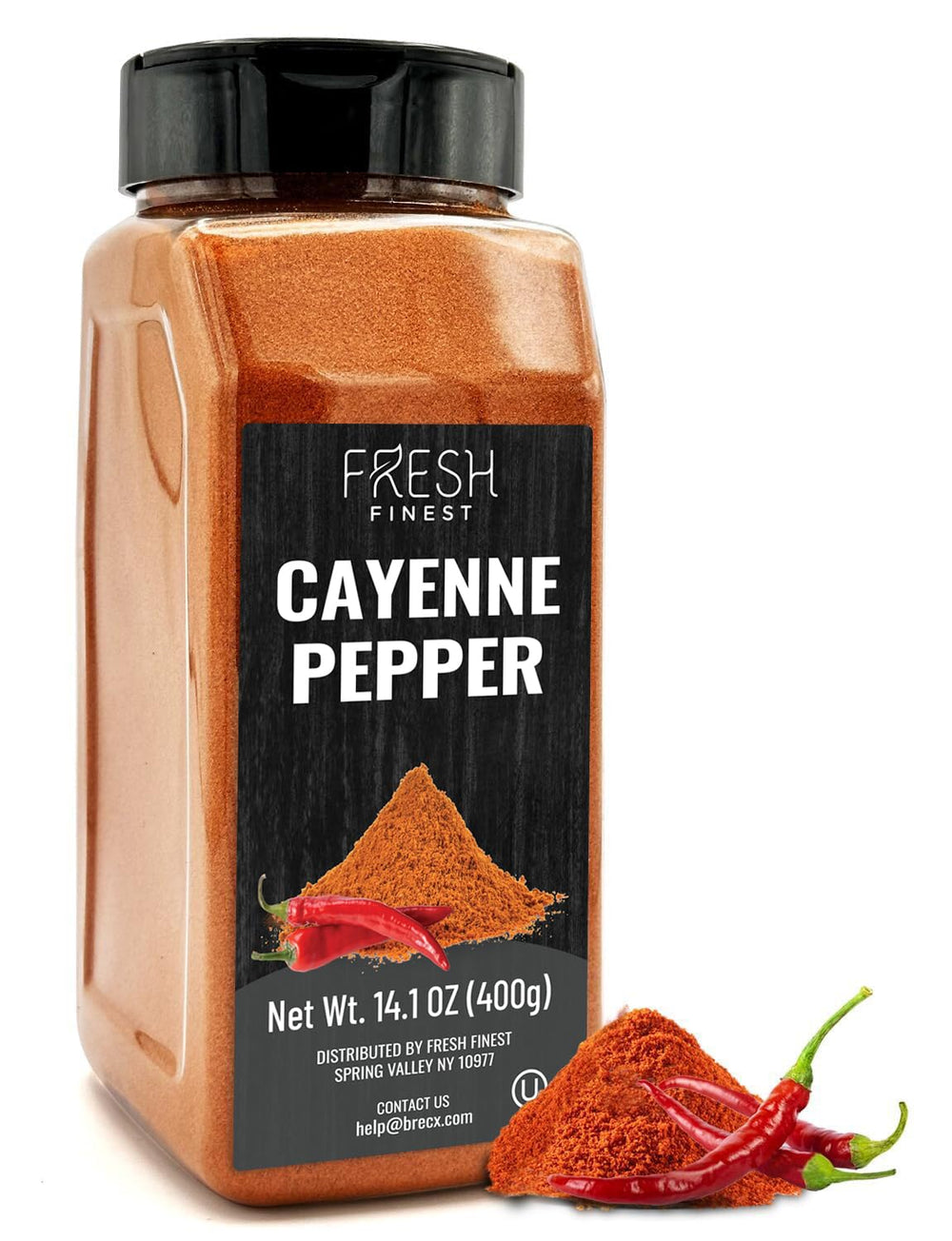 Fresh Finest Cayenne Pepper Powder container for easy pouring