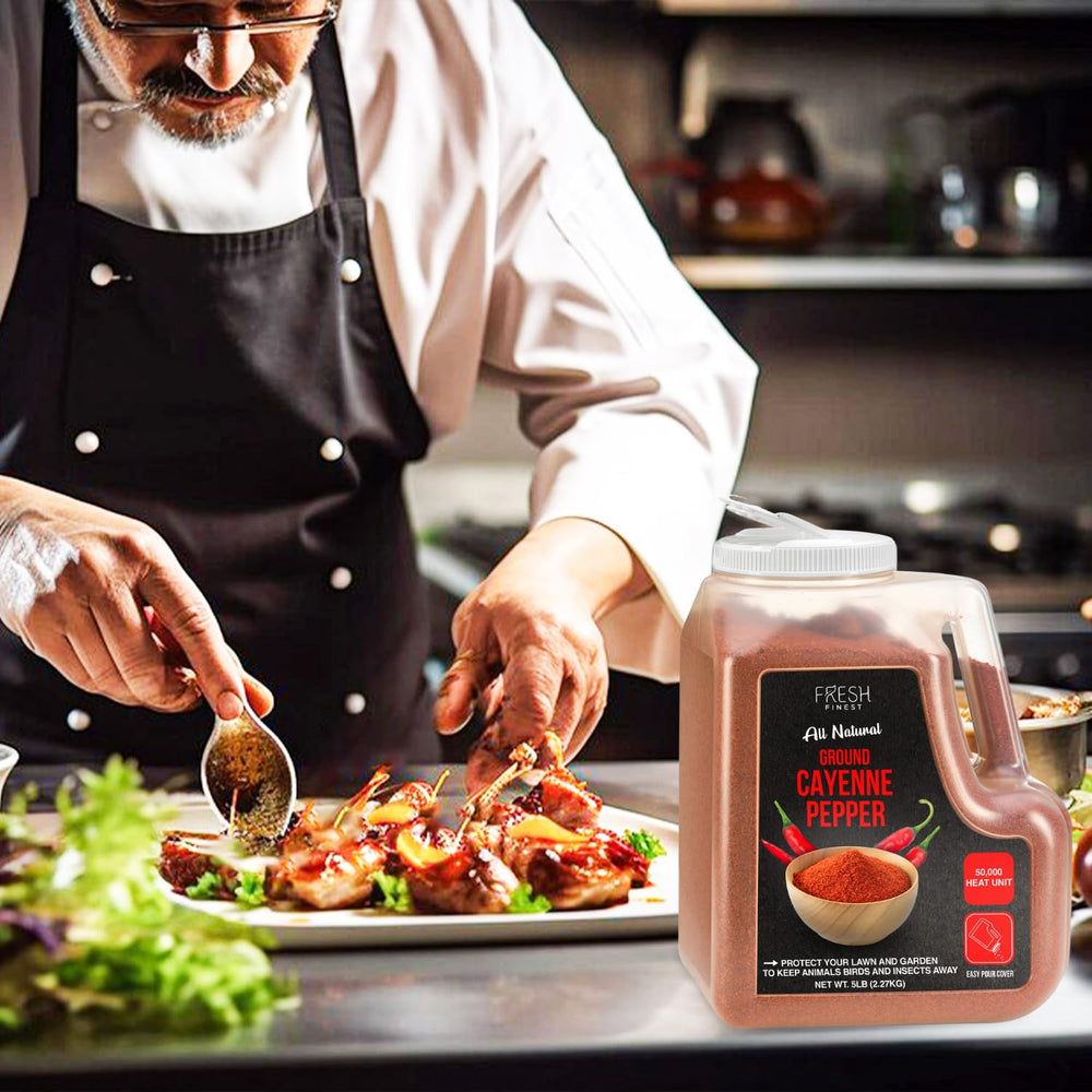 Fresh Finest cayenne powder adds robust heat to sauces and rubs.