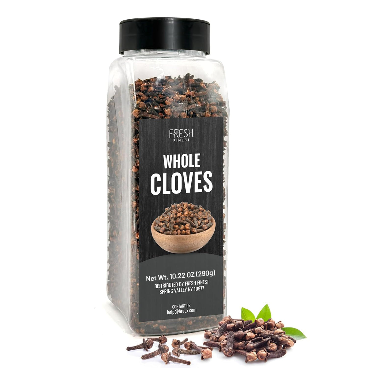 Fresh Finest whole cloves bottle shows warm aroma ideal for baking and stews