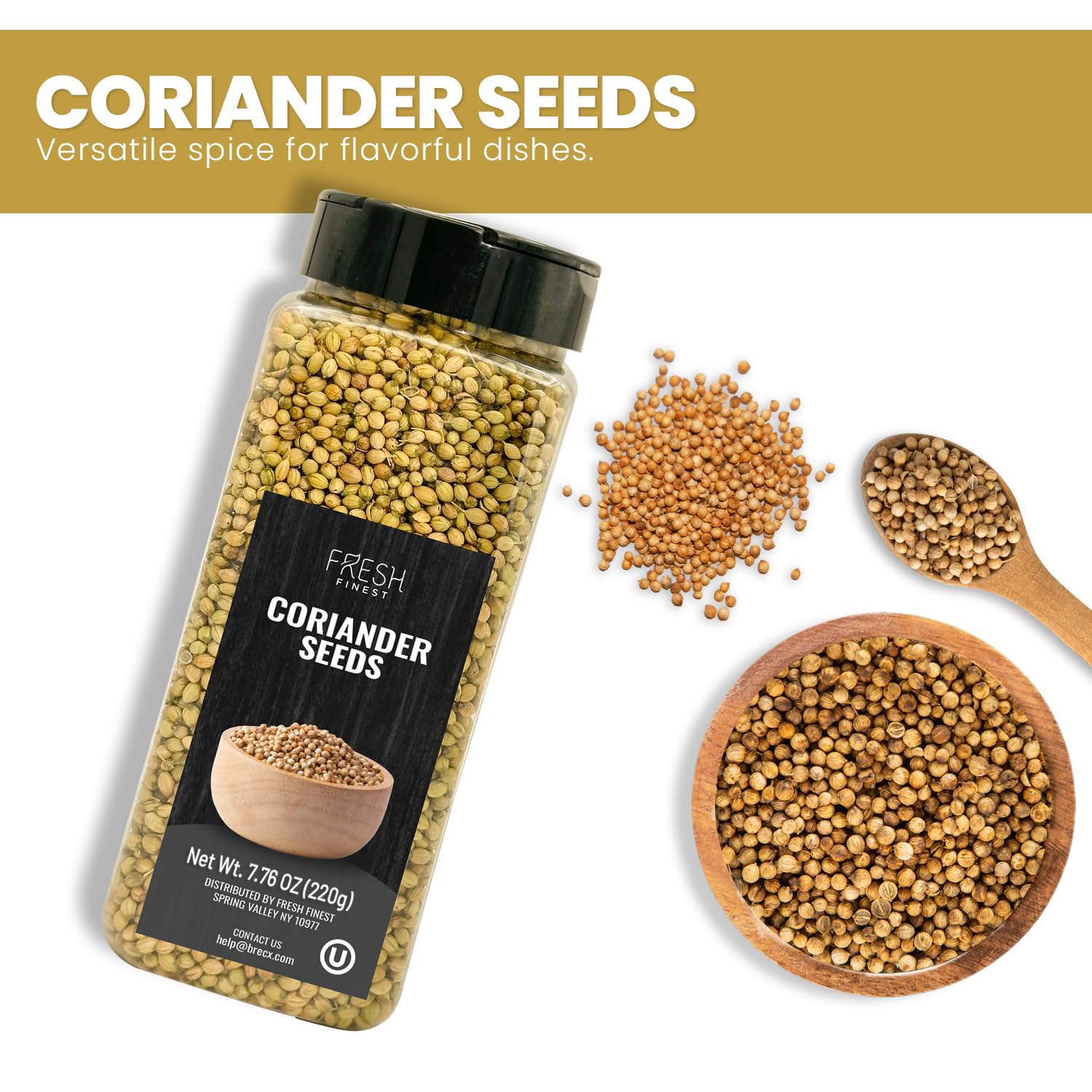 Fresh Finest coriander seeds kosher-certified quality for diverse recipes.