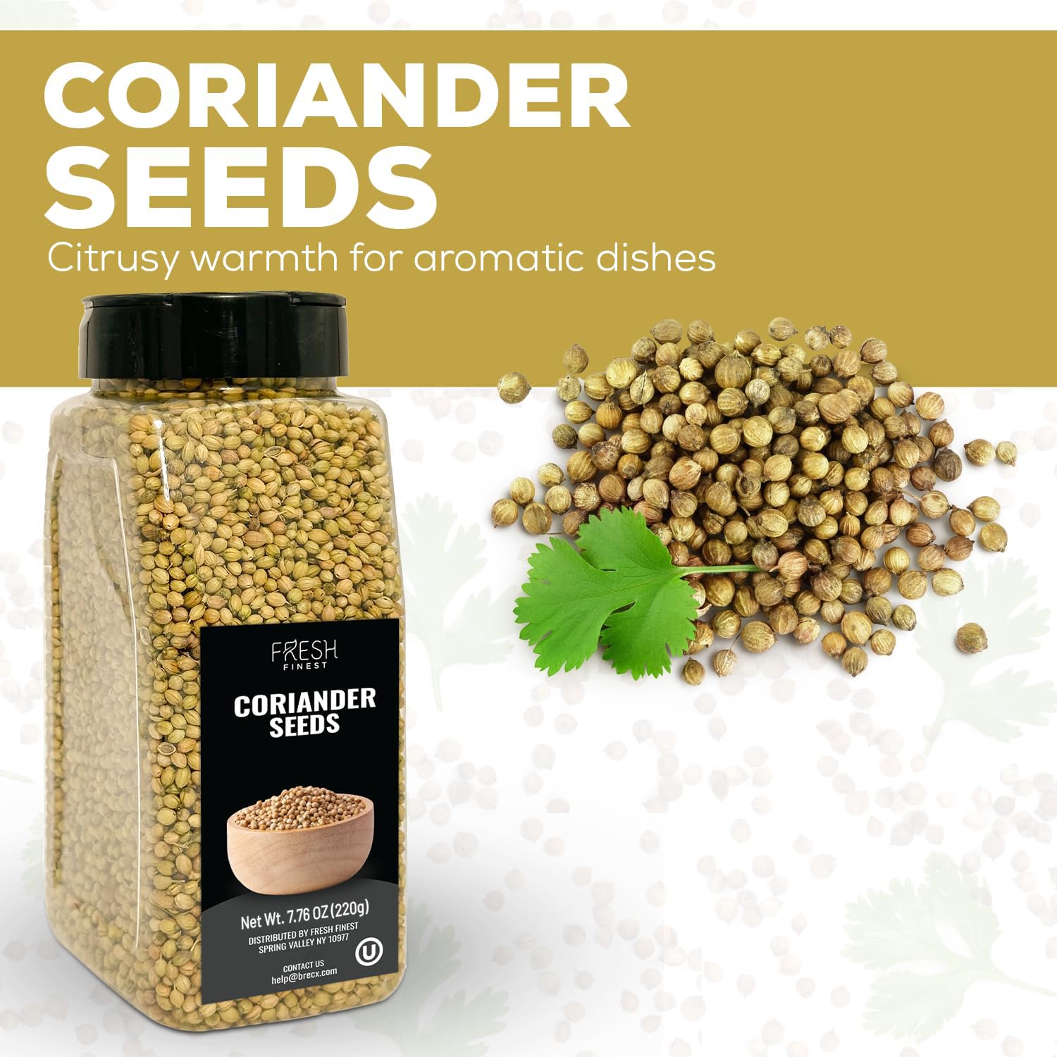 Fresh Finest coriander seeds pantry storage keeps freshness in a sealed jar.
