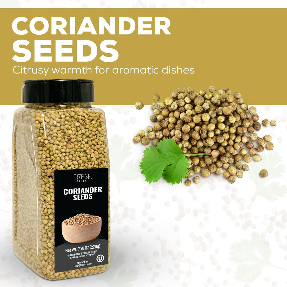 Fresh Finest coriander seeds pantry storage keeps freshness in a sealed jar.