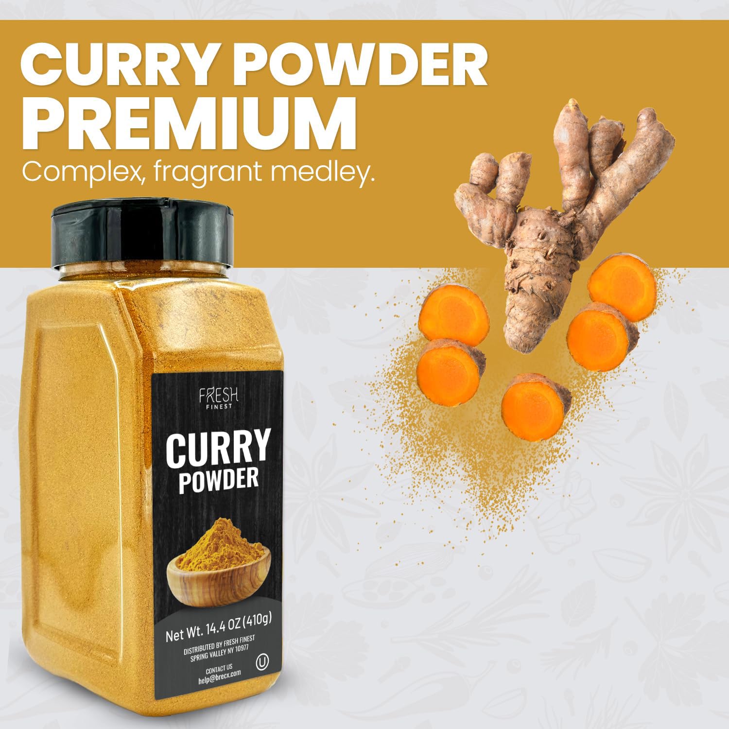 Fresh Finest curry powder on kitchen counter ready for use.