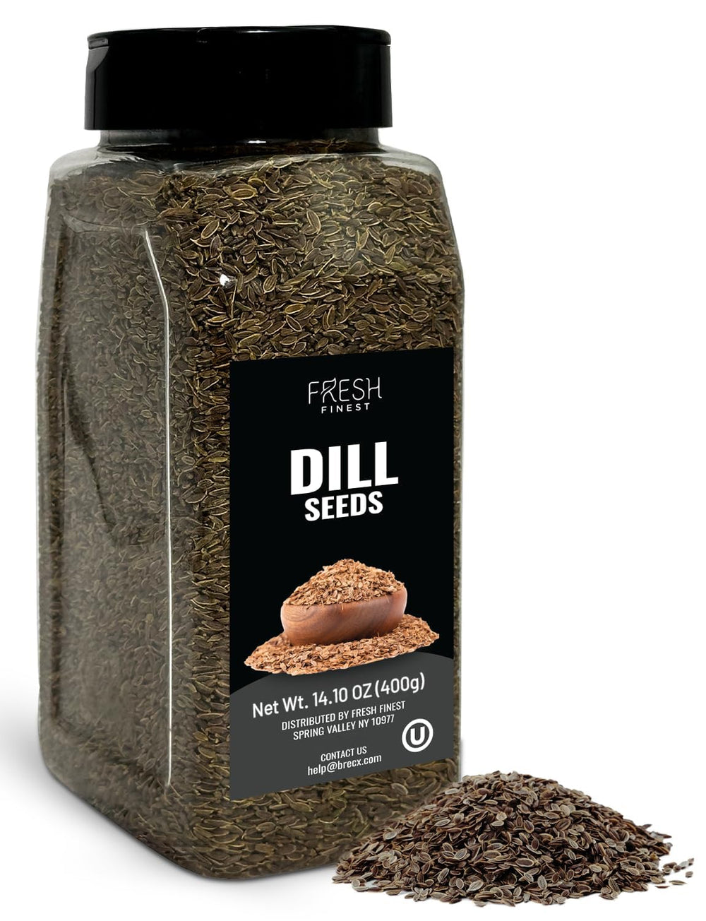 Fresh Finest dill seed whole seeds in a jar, ideal for pickling flavor