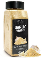 Fresh Finest Garlic Powder bottle pour for quick, convenient meals at home.