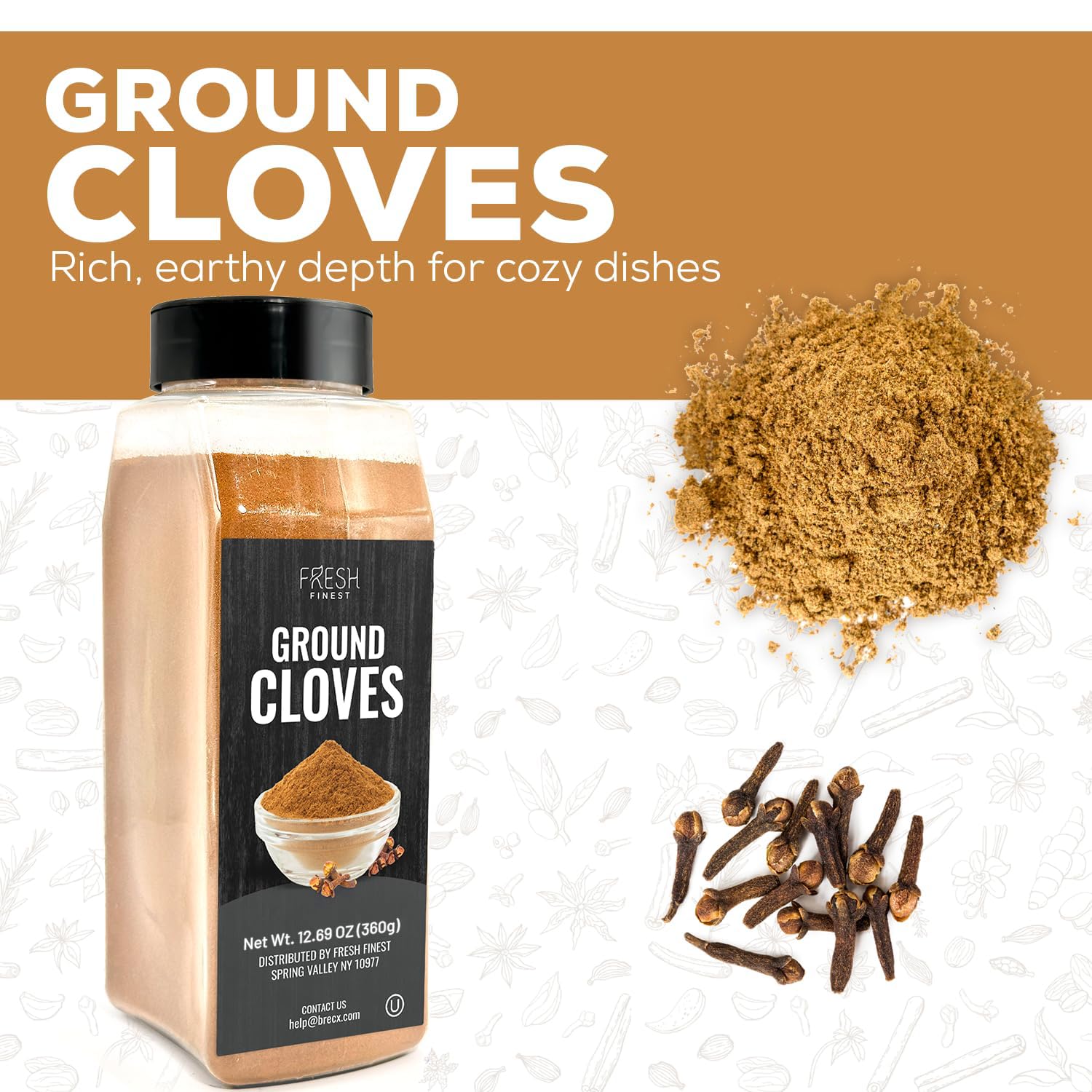 Fresh Finest kitchen scene with ground clove ready for recipes