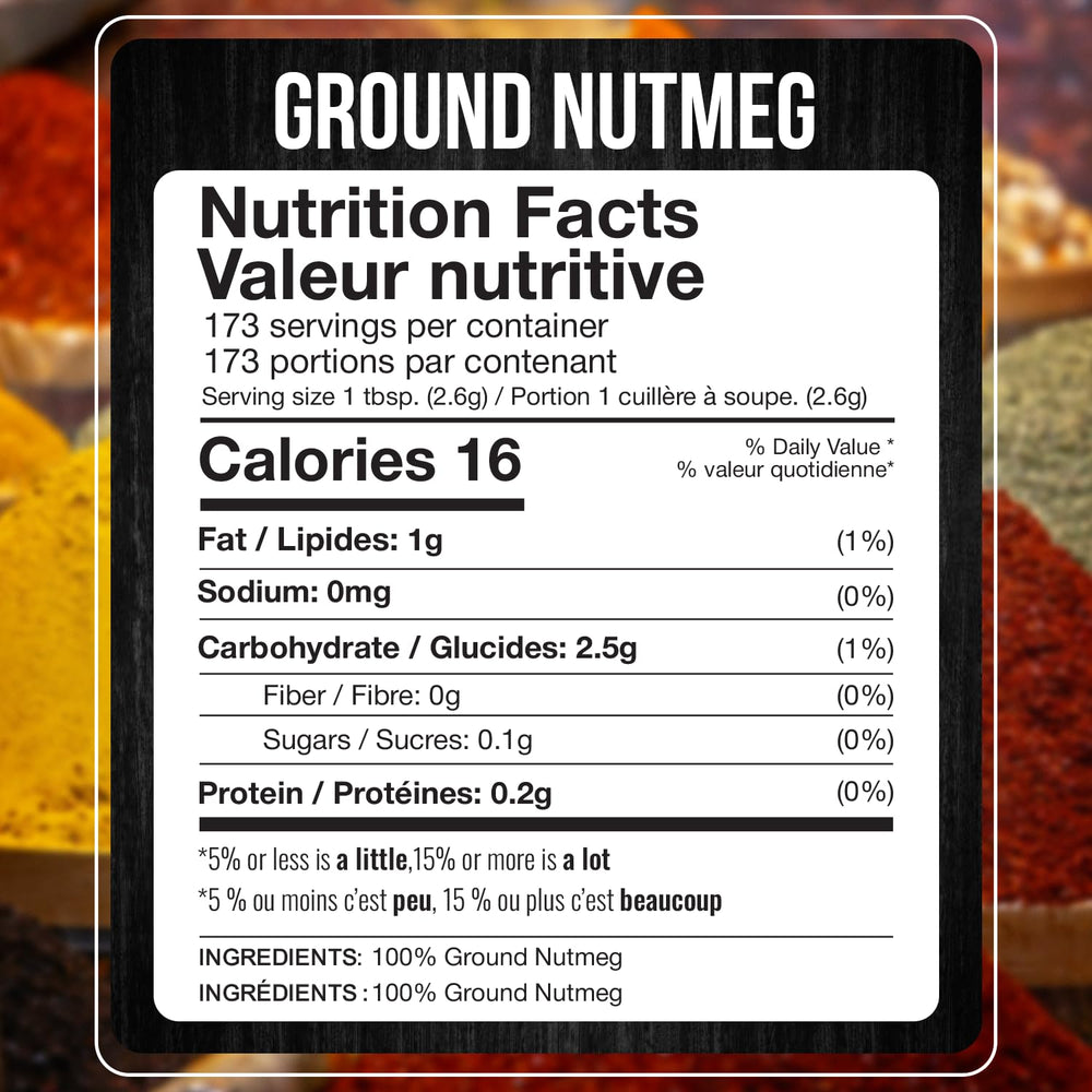 Fresh Finest Ground Nutmeg Powder lid sealed to preserve freshness and aroma.