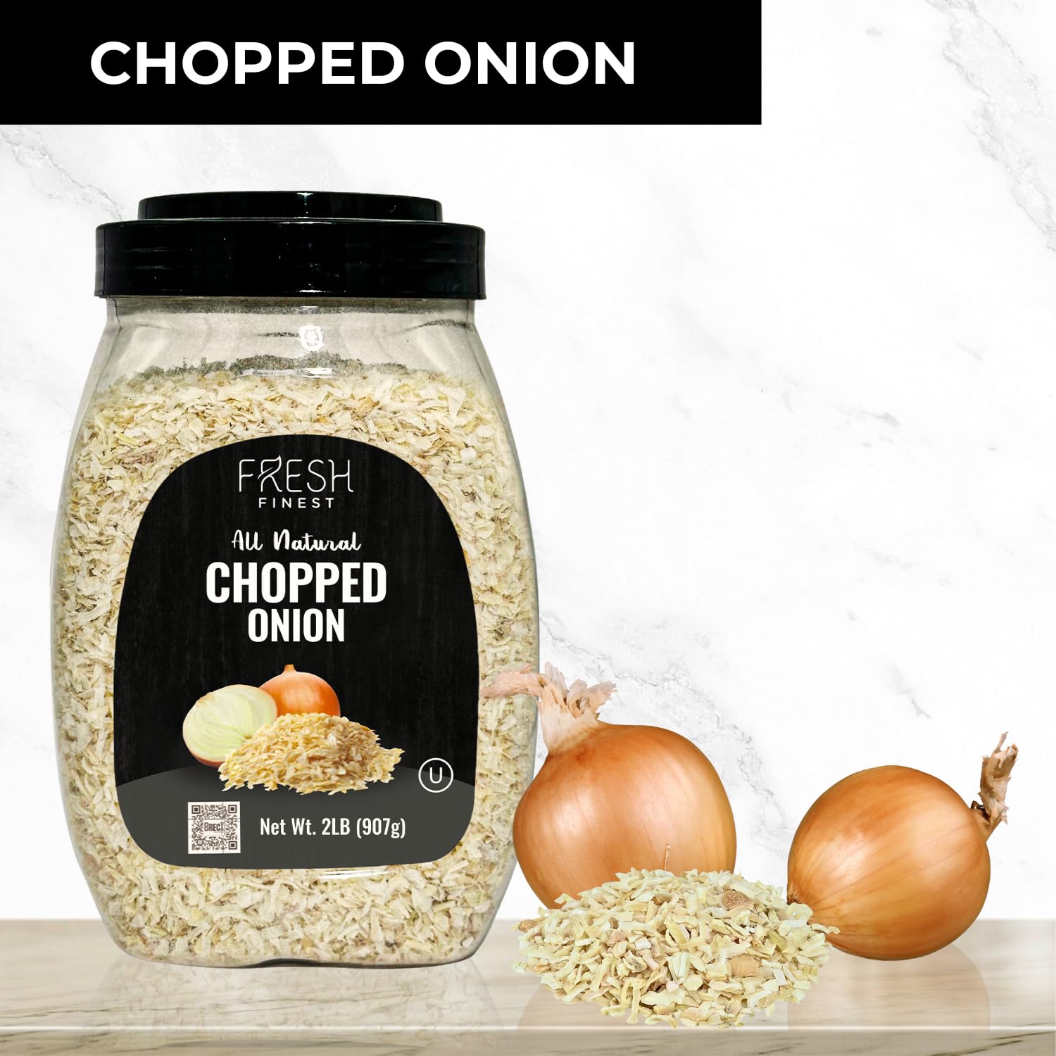 Fresh Finest Kosher-certified onion label indicating trusted ingredients.
