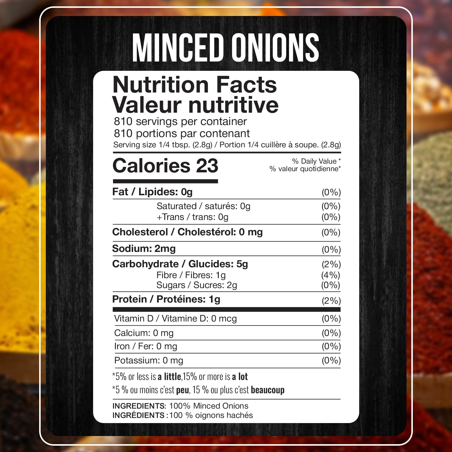 Fresh Finest minced onion flakes closeup highlighting dried texture and flavor potential in dishes