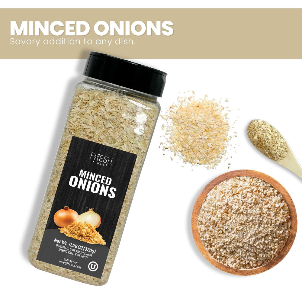 Fresh Finest minced onion flakes dry texture close up for versatile cooking options