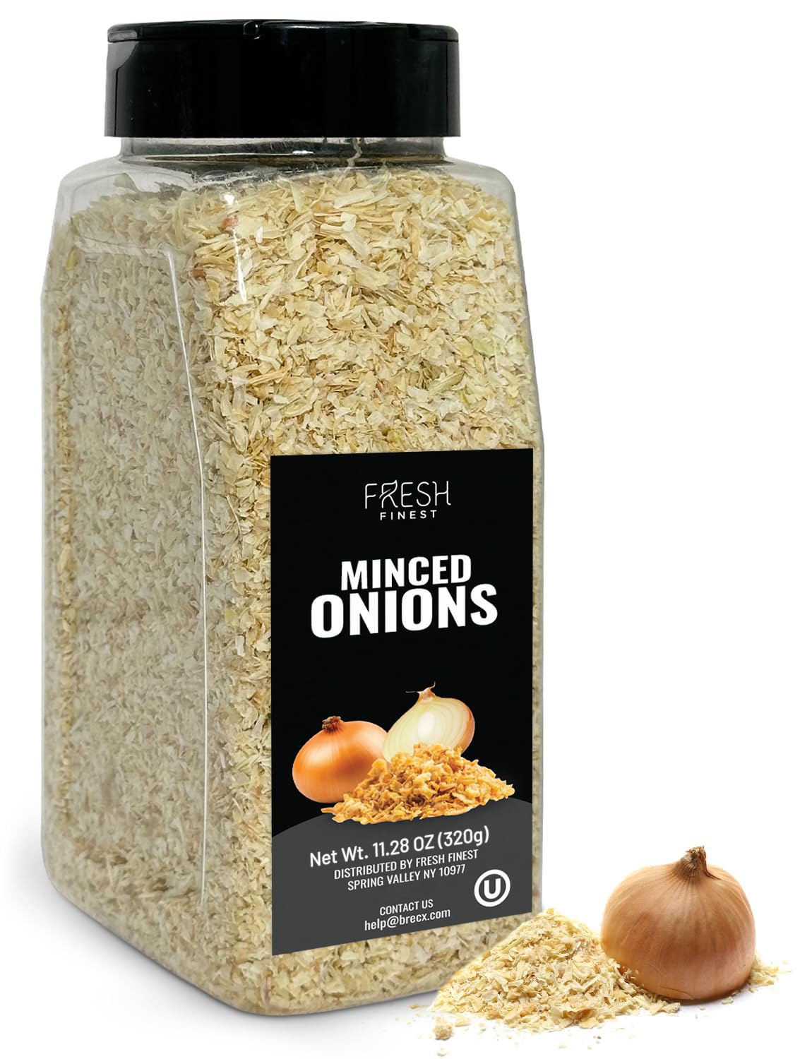 Fresh Finest minced onion flakes jar top showcasing ready to use flavor for quick meals