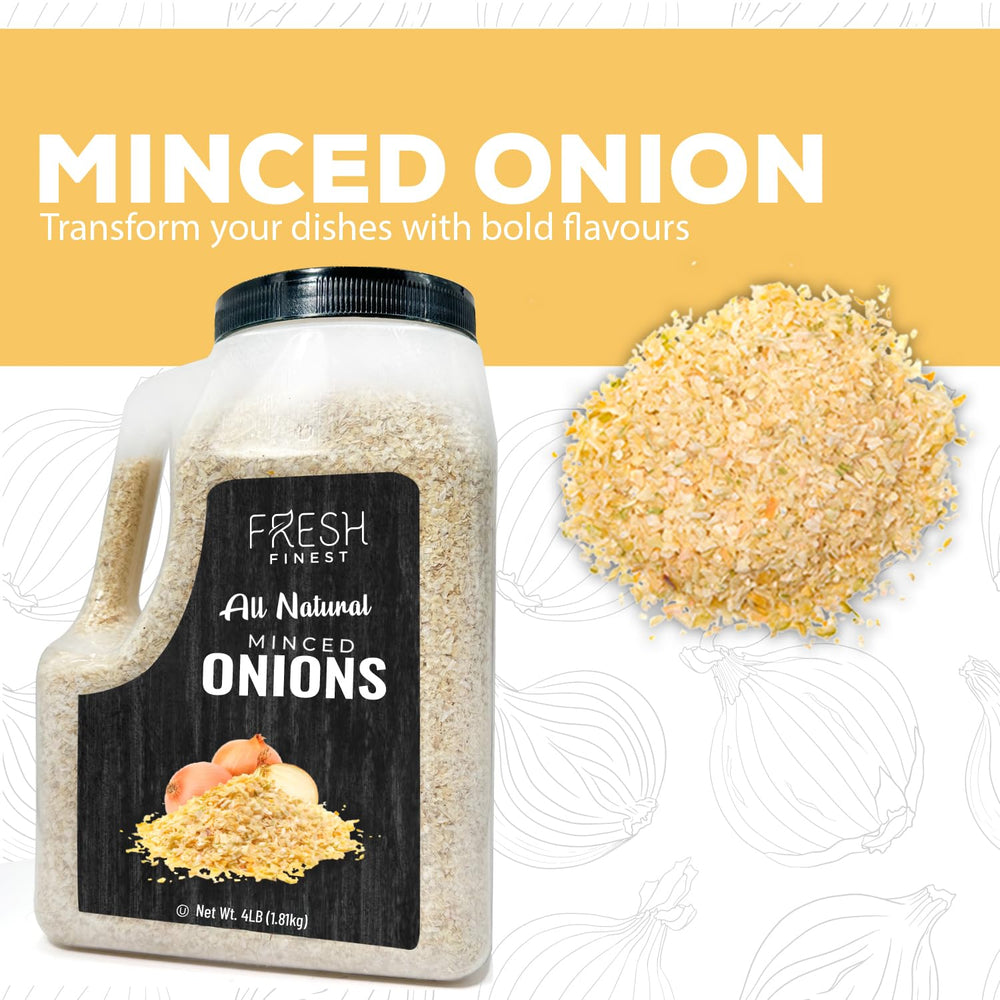 Fresh Finest minced onion rub container ideal for marinades and rubs.