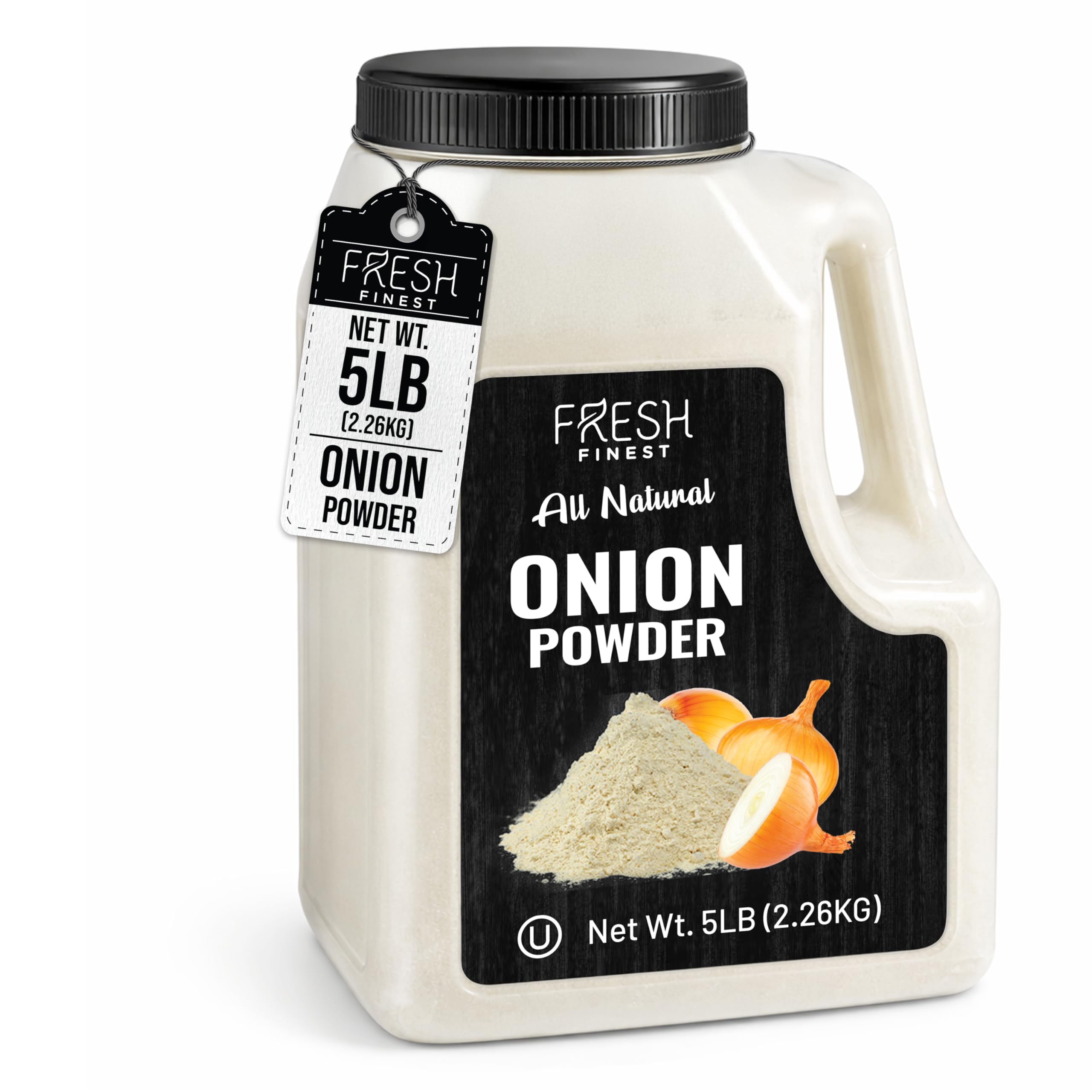 Fresh Finest onion powder 5 lb container with airtight seal preserving freshness