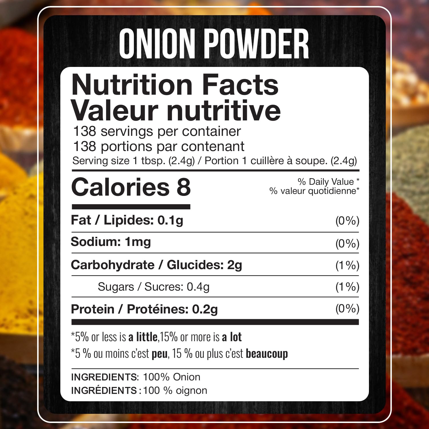 Fresh Finest Onion Powder lid seal emphasizes freshness and extended shelf life.