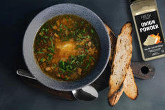 Fresh Finest Onion Powder seasons vegetables, boosting savory notes.