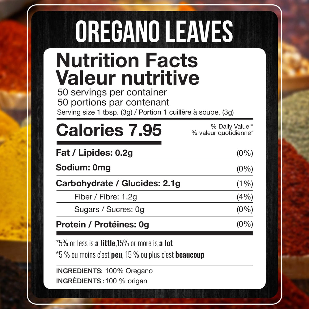 Fresh Finest oregano leaves closeup: premium dried leaves with vibrant aroma.