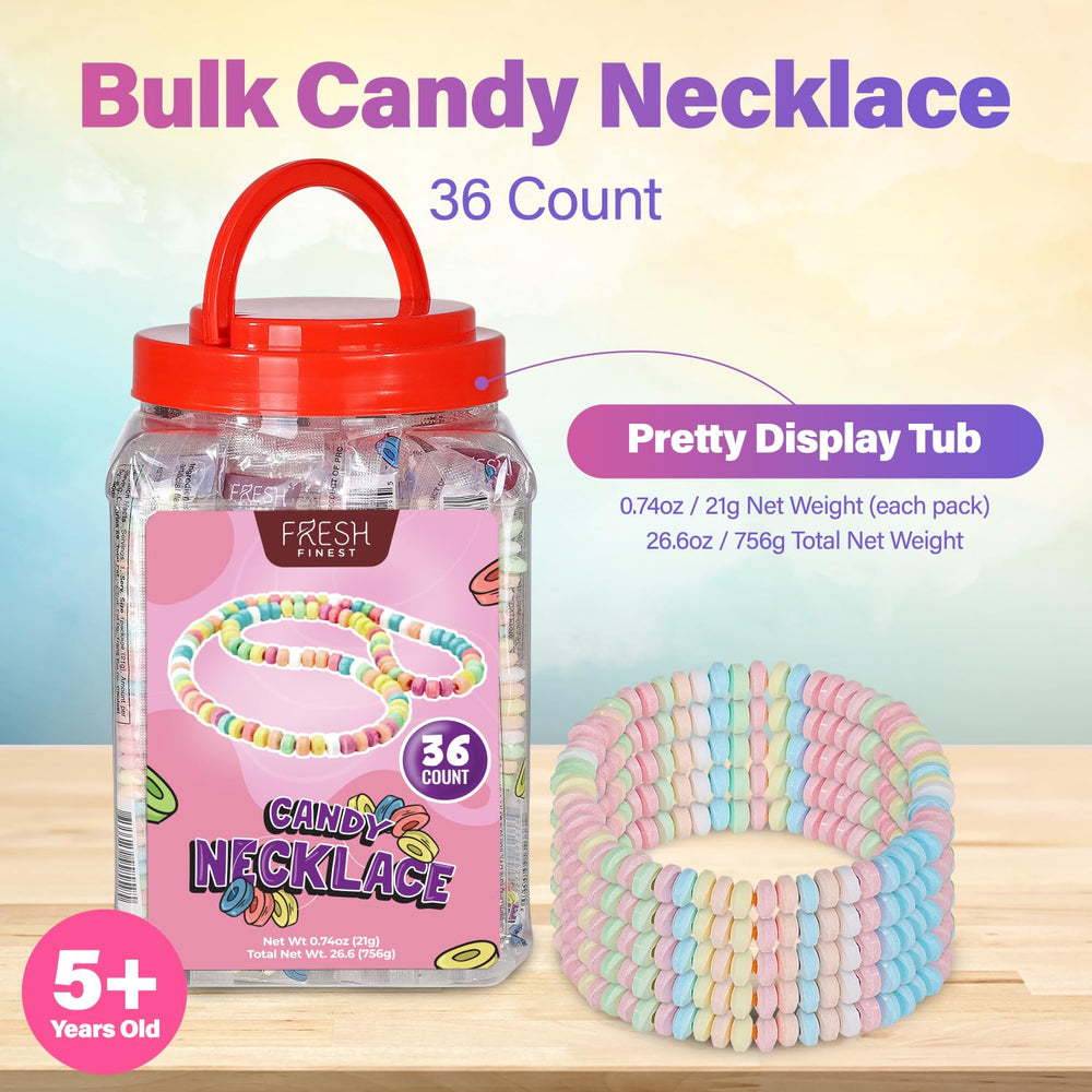Fresh Finest pastel candy necklaces in close-up view showing colors