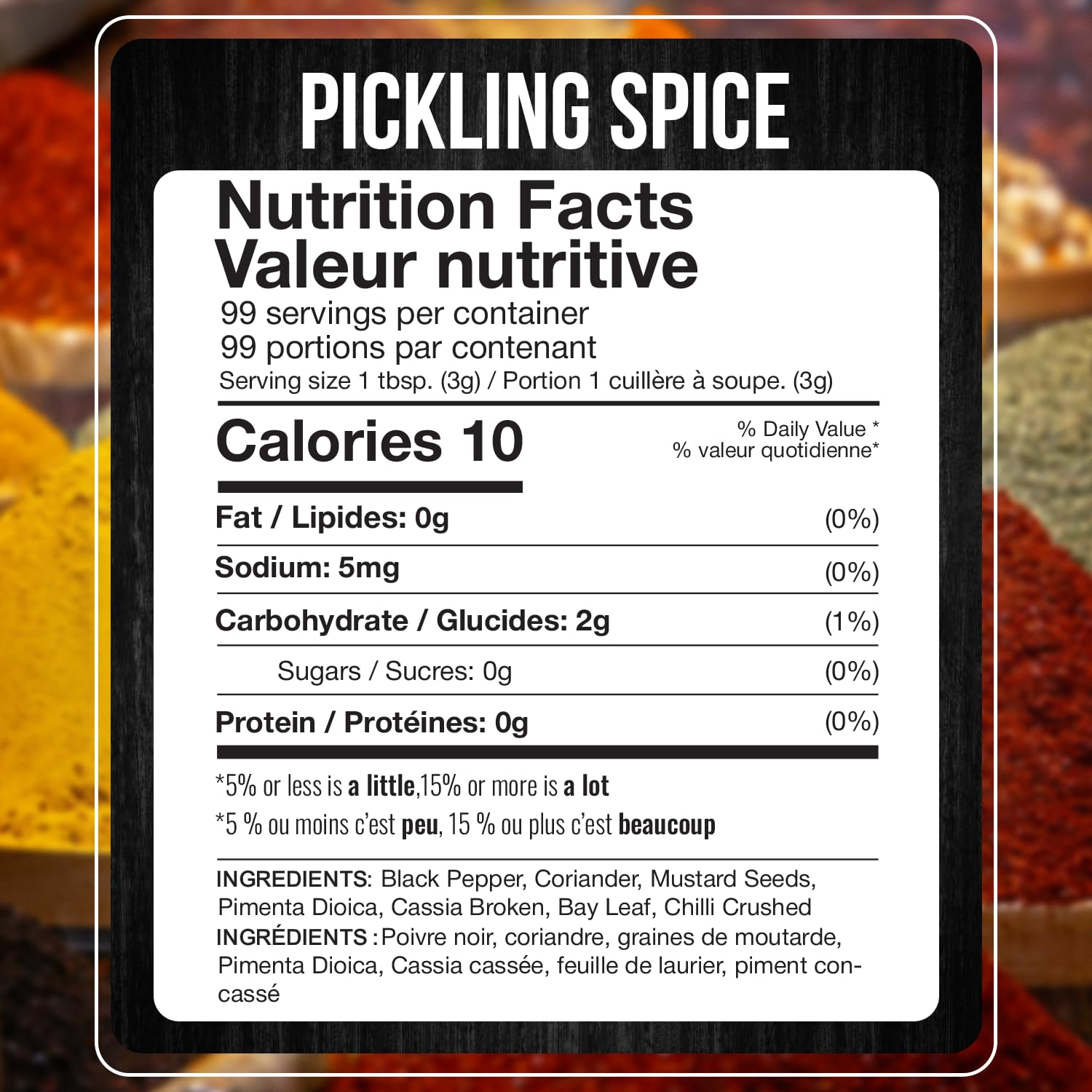 Fresh Finest Pickling Spice scoop highlighting measured amounts for easy canning prep.
