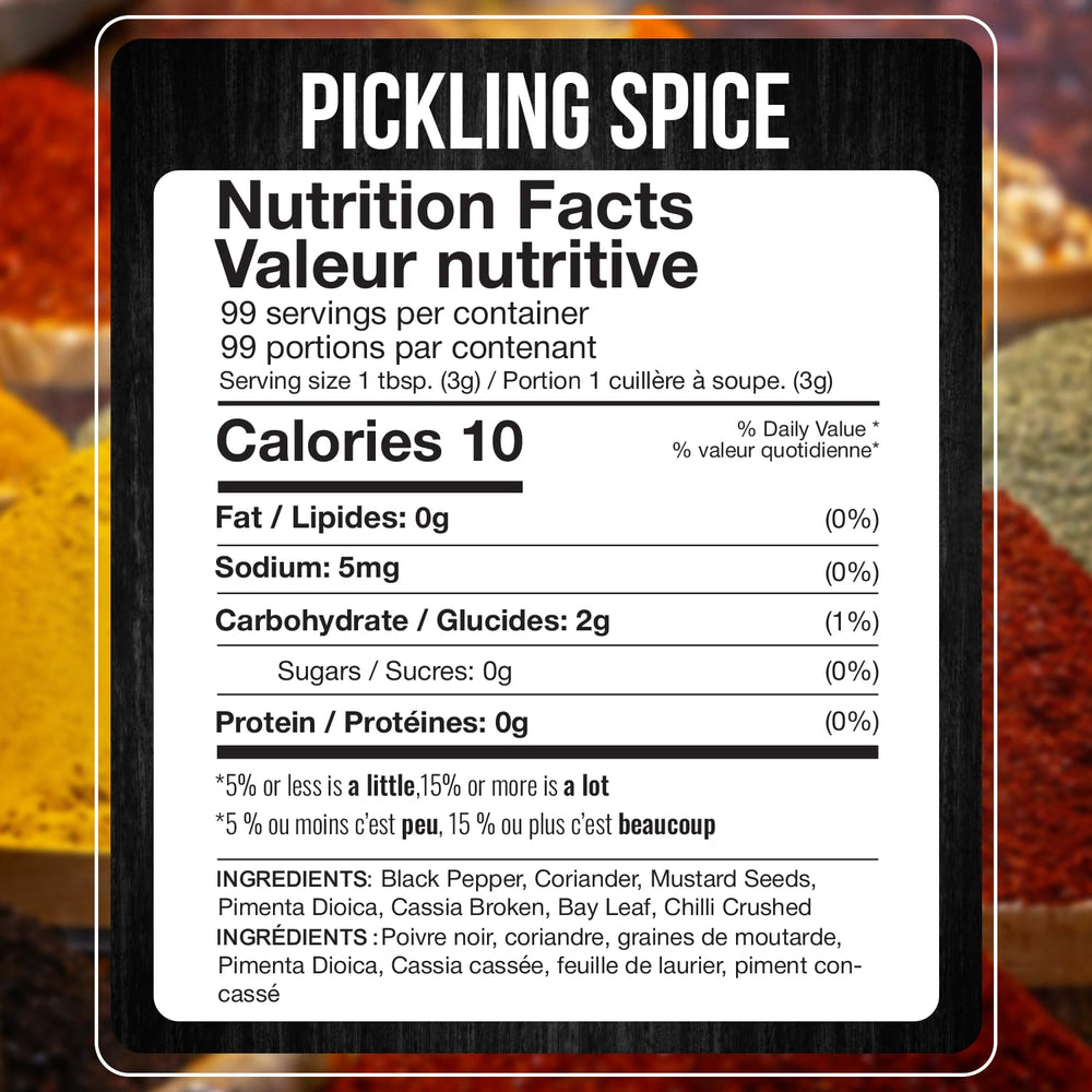 Fresh Finest Pickling Spice scoop highlighting measured amounts for easy canning prep.