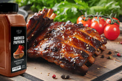 Fresh Finest smoked paprika label closeup shows clean ingredients, no fillers.