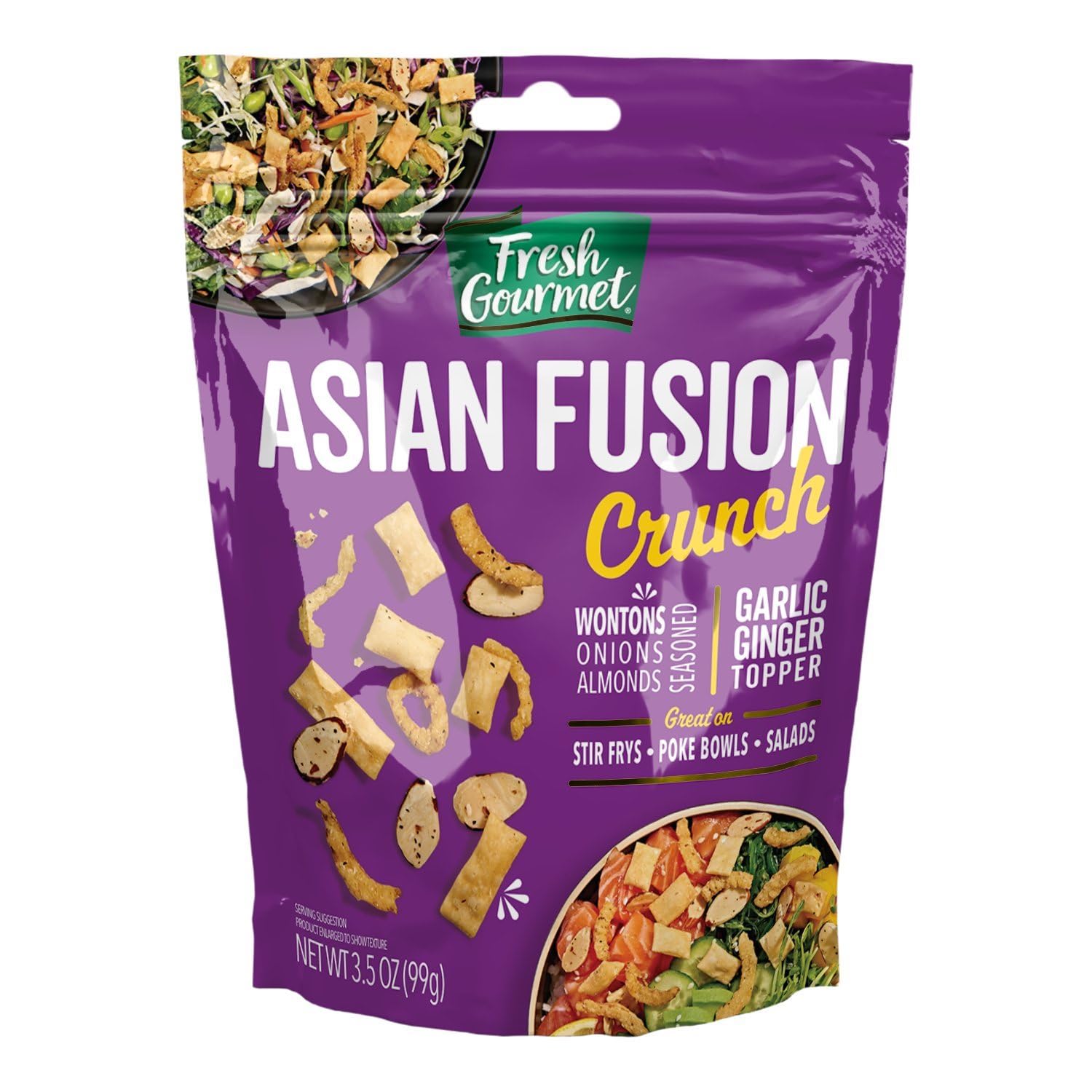 Fresh Gourmet Asian Fusion Crunch pouch adds crunchy texture to salads and bowls.