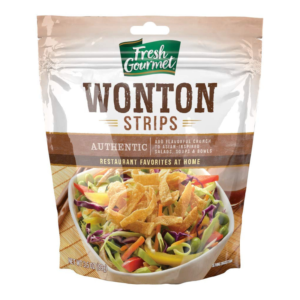 Fresh Gourmet authentic wonton strips add crispy bubbles to salads.
