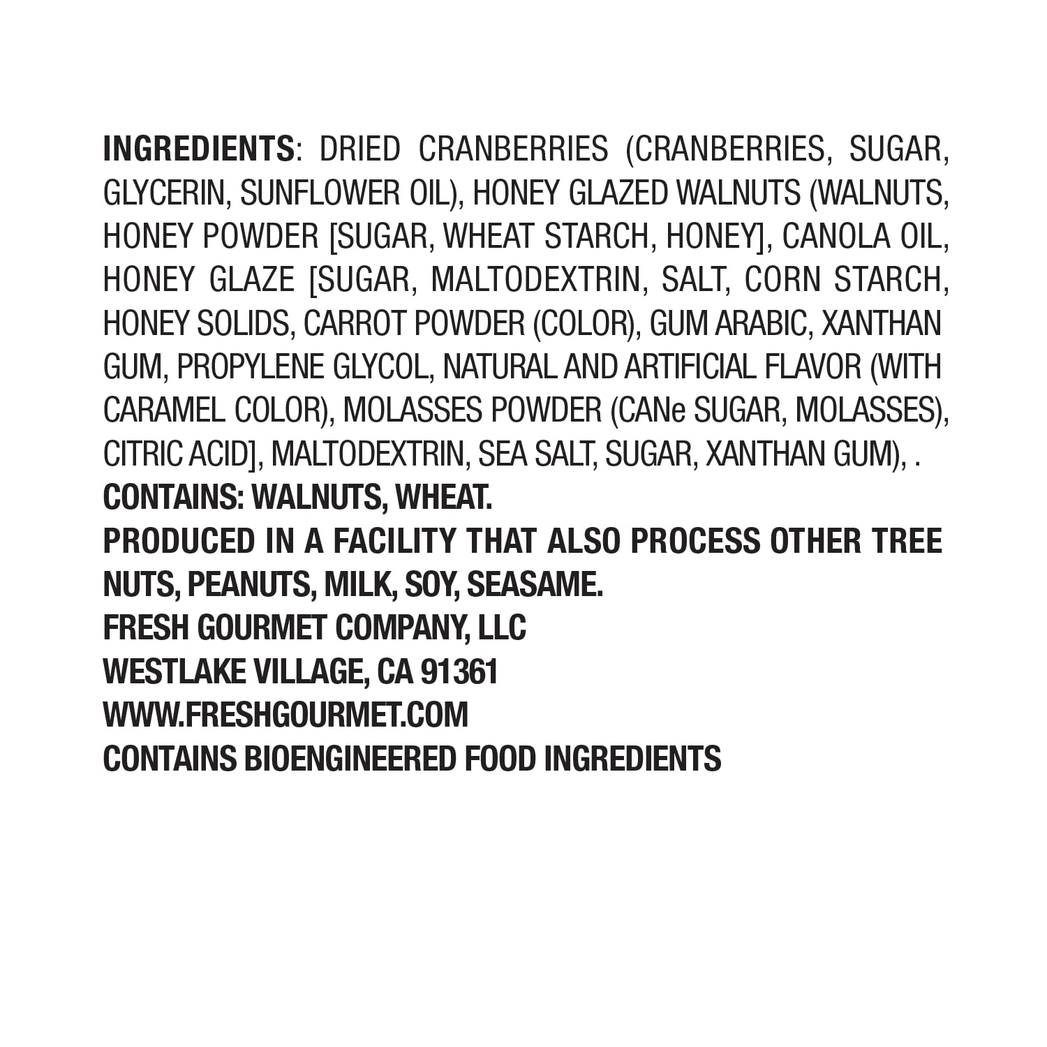 Fresh Gourmet cranberries glazed-walnuts on salad, versatile topping.