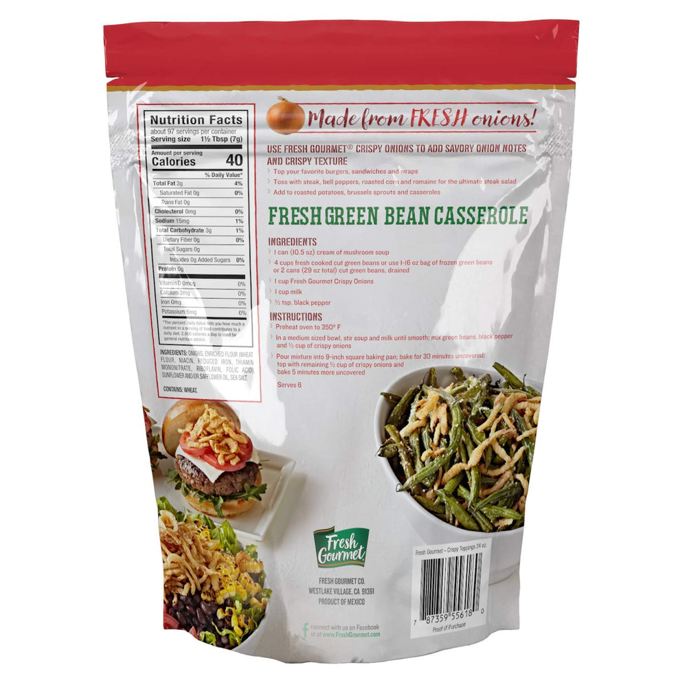 Fresh Gourmet Crispy Onions on salad for extra crunch and flavor