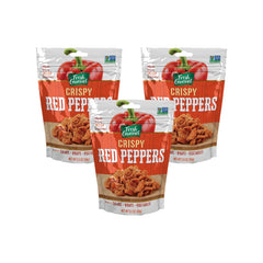 Fresh Gourmet Crispy Red Peppers bag front, resealable for salad freshness