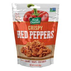 Fresh Gourmet Crispy Red Peppers in a resealable bag for on-the-go snacking.